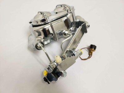 GM Chrome Master Cylinder 1-1/8'' Bore Prop Valve Chrome Left Side Disc Disc Kit