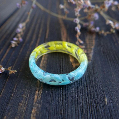 Spikelets Resin Ring blau gelb Versprechen Ringe Paare klar Schmuck Verlobung - Bild 4 von 8