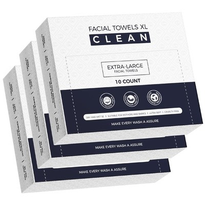 Disposable Face Towels XL,3 Travel Pack Faces 10 Count (Pack of 3), White