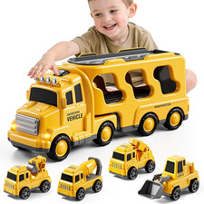 Construction Truck Toys for Toddler Boy 1 2 3 4 5 Year Old, Car Trucks Birthday