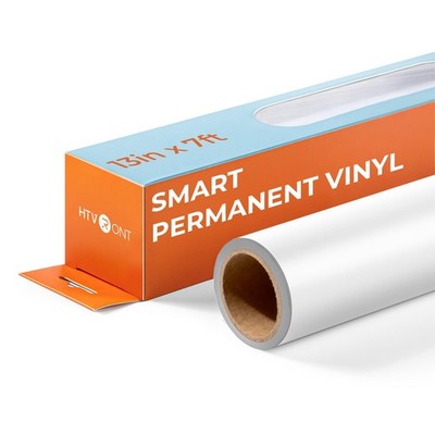 HTVRONT Smart Permanent Vinyl 13'' x7ft Matte White/Black Permanent Vinyl