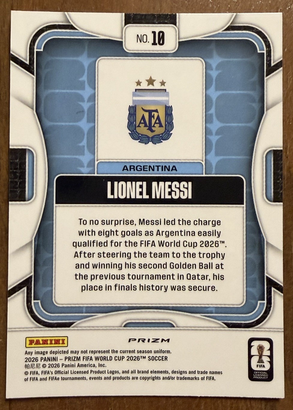 2026 Panini Prizm FIFA World Cup Lionel Messi Choice Prizm view 2