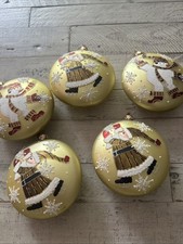 Old World Handpainted Glass Christmas Ornaments Set of 5