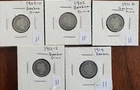 Lot of 5 Barber Silver Dimes 1903-O, 1912-S, 1905, 1914, 1911-D – 90% Silver