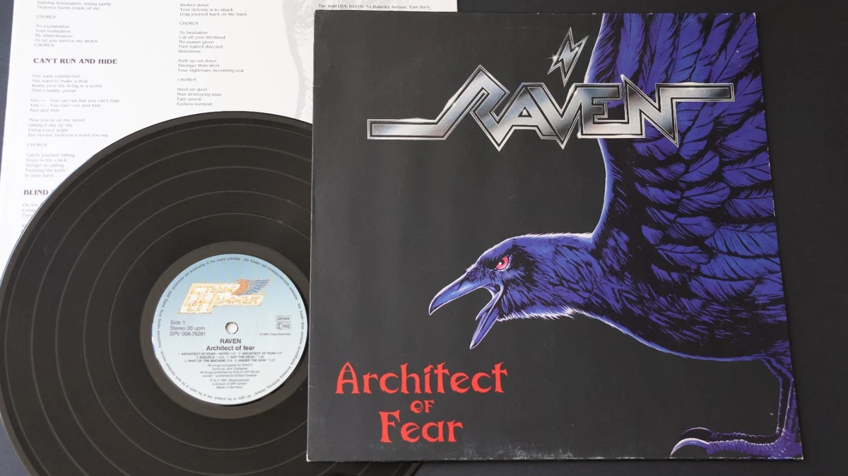 Raven – Architect Of Fear LP VINYL 1st PRESS HEAVY SPEED METAL 1991 Judas Priest