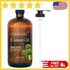 Cold-Pressed Organic Castor Oil in Glass Bottle - 16 Fl Oz - 100 Pure and Natur