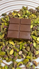 Milk Chocolate square Dubai filling Artisanal Crunchy Pistachios handmade 65g.
