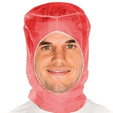 Disposable Hood Cap One Size Pack of 100 Red Disposable Bouffant Hoods with