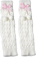 Cute Bunny Ears Furry Leg Warmers Fur Ball Bow Leg Warmers