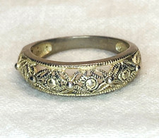 Vintage Sterling Silver 925 RJ Flowers Cutout Band Ring Size 7