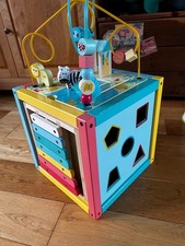 B Toys 44163 Zany Zoo Wooden Activity Cube