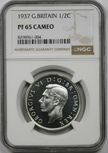 1937 Great Britain ½ Crown – NGC PF 65 CAMEO – George VI – Brilliant Proof Coin