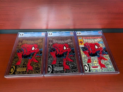 Spider-Man #1 1990 Gold Silver Green Variant Cover Set McFarlane CGC 9.8 GRADED