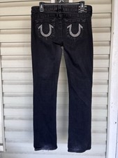 Vintage True Religion Womens Jean 32 Black Denim Spellout Johny Fit Y2K USA Made