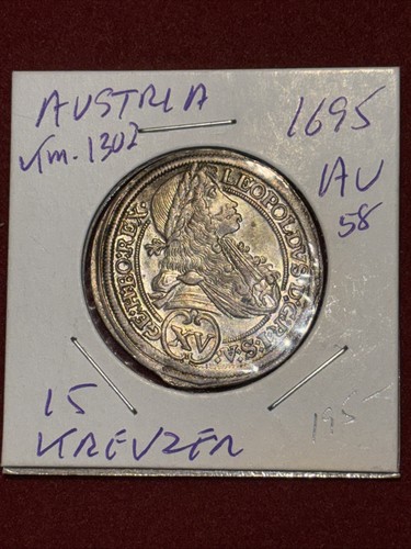 Austria 1695 Silver 15 Kreuzer Nice Eye Appeal