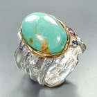 Jewellery 12 ct+ Natural Turquoise Ring 925 Sterling Silver Size 7 /R464158
