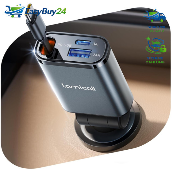 ZigarettenanzüNder Usb C Auto LadegeräT 50W SchnellladegeräT Mit Typ-C Kabel-image