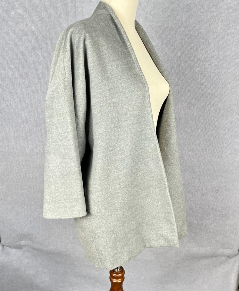 Cloth Womens Jacket Size 10 Grey Wool Blend Kimono Sleeve Open Front - Image 4 of 4