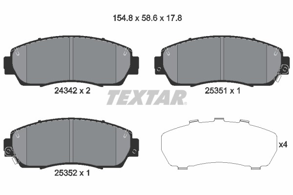 Bremsbelagsatz FÜR Honda CR-V V (Rw , RT ), Honda CR-V IV (Rm ) - Textar 2434201-image
