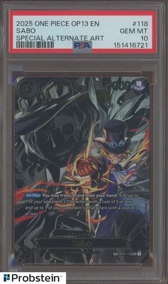 2025 One Piece OP13 EN Special Alternate Art #118 Sabo PSA 10 GEM