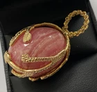 SUPERB HEAVY 9CT GOLD RHODOCHROSITE PENDANT HANDMADE  22.7 GRAMMES