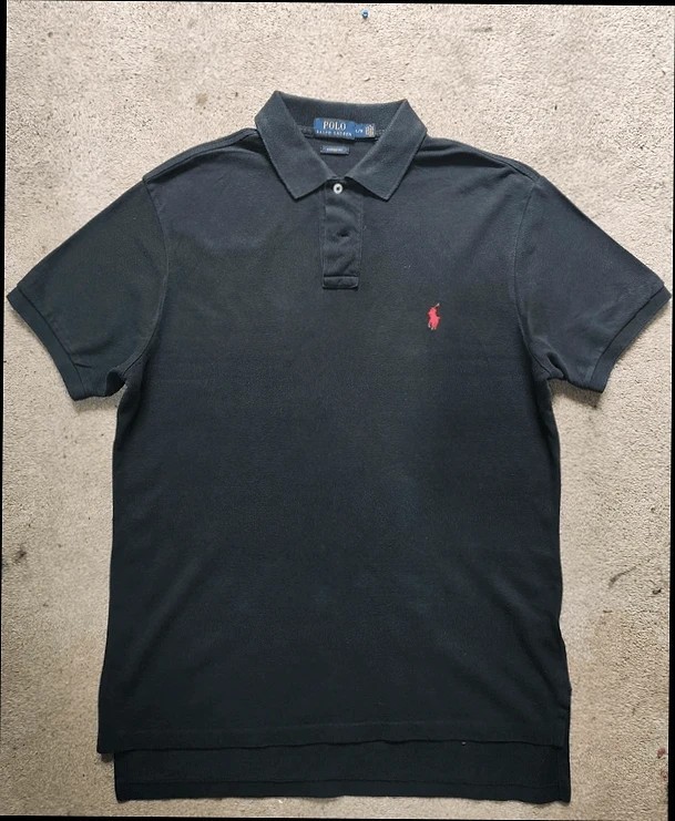 Ralph Lauren Polo Shirt Mens black with Red Logo – Size L – 100% Cotton image 2