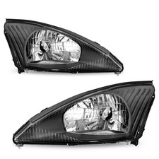 Fits 2000 2001 2002 2003 2004 Ford Focus Black Clear Headlights Leftright Pairs