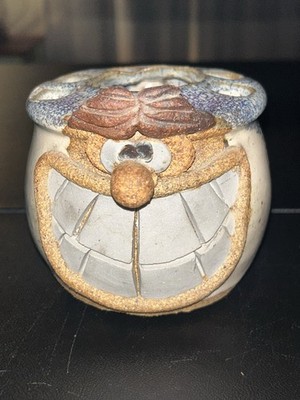 Vintage Studio Art 3D Pottery Face Big Smile, big Teeth, Toothbrush Holder