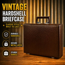 Vintage Brown Hard Shell Briefcase Attache Case Classic Business Leather Style