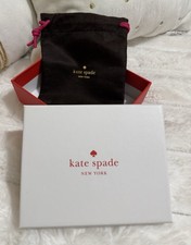 Kate Spade EMPTY White/red Gift Box 4.5  x5.5  x1.75  Brown Jewelry Pouch 6  x4.5  