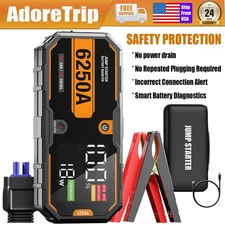 Portable 6250A Car Jump Starter Booster Battery Charger Power Bank Supersafe