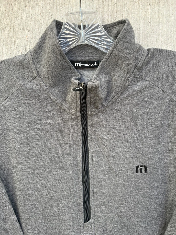 Travis Mathew 1/2 Zip Shirt Sweater Mens Large Solid Gray Long Sleeve Cotton Ble - Image 3 of 4