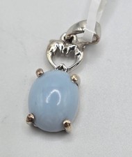 B3315131 Peruvian Blue Opal Dolphins Drop Pendant Platinum Plated Silver