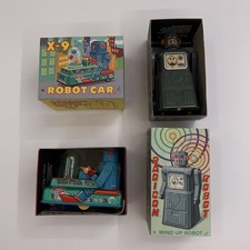 2 90s Radicon Robot X-9 Robot Car Set Of 2 Tin Toys