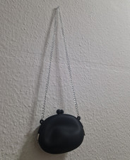 Damen Umhängetasche oval schwarz Kunstleder ...