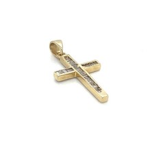 14K Yellow Gold Baguette Diamond Cross Grams Cross 1.25 Grams