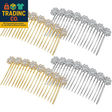 4 Pieces Alloy Rhinestone Side Hair Combs Crystal Flower Clips Wedding Comb Brid