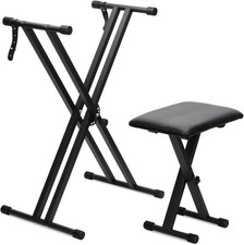Keyboard Stands Bench Set,Double-X Keyboard Stand Adjustable Digital Piano Stand