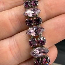 Vintage Rhinestone Bracelet Purple Silver Ton...