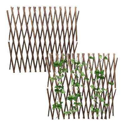 2PCS Wood Lattice Fence Panels for Outside, 11'' x 78.8'' Expandable Garden 