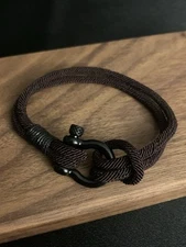 Brown Nautical Sailor Rope Screw Horseshoe Buckle Casual Bracelet Gift For Men