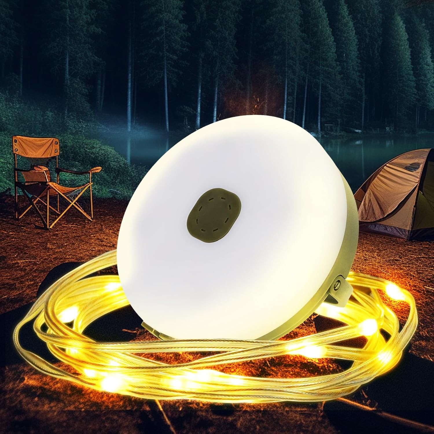 GHORA 32.8FT Rechargeable Waterproof LED Camping String Light with 8 Modes