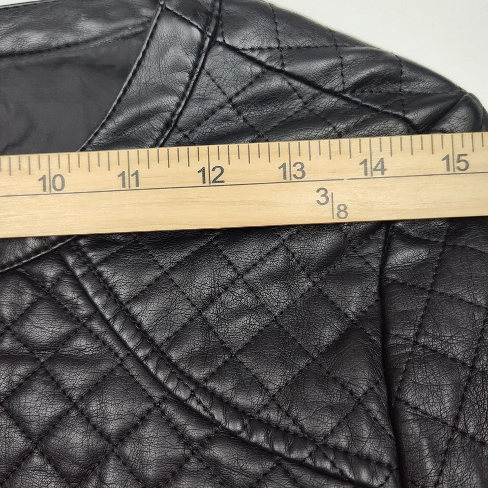 Maurices women's faux leather full-zip motorcycle jacket, size M, black, pockets - Image 4 of 4