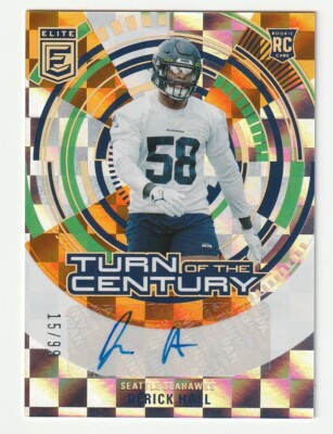 2023 Panini Donruss Elite Turn of the Century AUTO RC Orange Derick Hall 99 TOTC