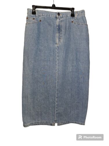 VTG St Johns Bay Y2K 90s Denim Midi Skirt Back Sli