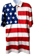 Loudmouth American Flag Golf Shirt M Men Polo Red White Blue Patriotic July USA