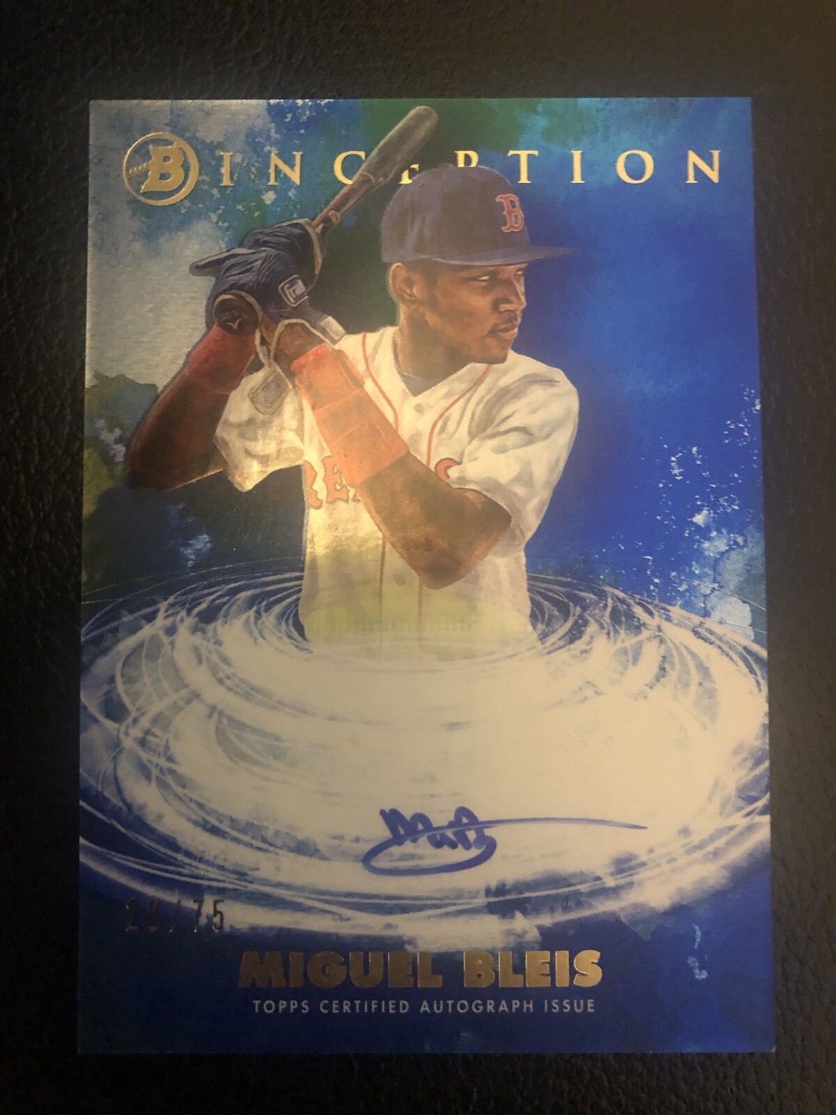 Miguel Bleis 2021 Bowman Inception Blue Primordial Prospect Auto /75