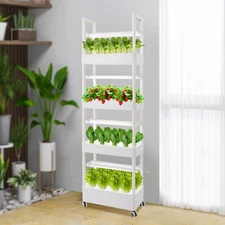 56 Pods Hydroponic System Growing Tower With Lights Vertical Planter Kit 4 Tiers