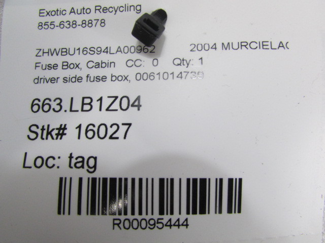 Lamborghini Murcielago, Driver side Fuse Box, Used, P/N 0061014739