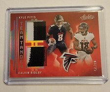 2021 Absolute Team Tandem Kyle Pitts+Calvin Ridley Dual Patch/Number Match 8/25